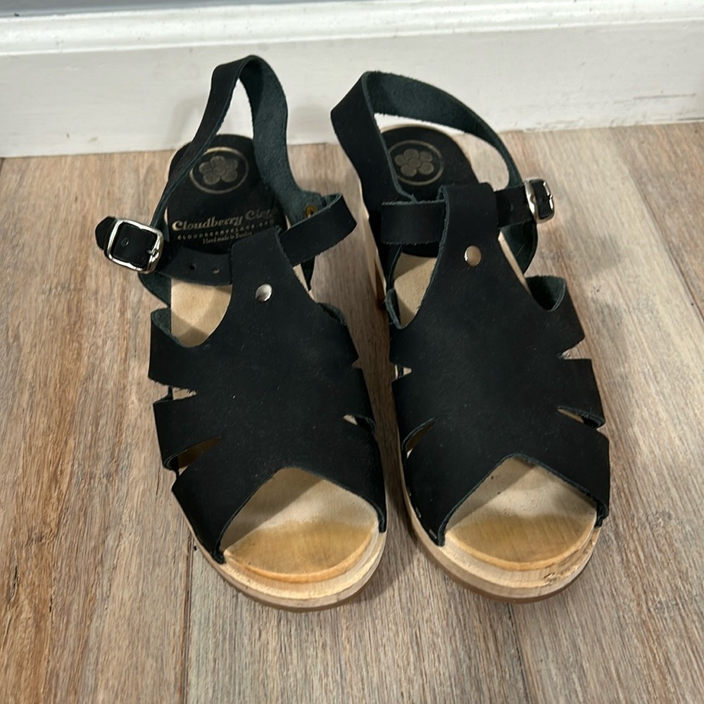 Cloudberry Clogs Black Handmade in Sweden size 38 US 7.5